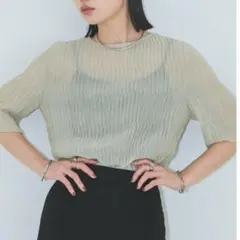 シフォン楊柳ハーフスリーブブラウスのサムネイル