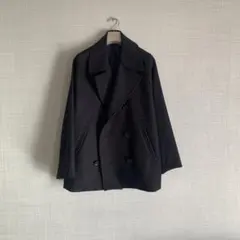 GOOVI ダークネイビー　ウールカシミヤ　オーバーサイズピーコート