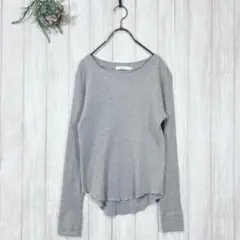 ☆アメリカンホリック (M) グレー 長袖 Tシャツ リブ編み シンプル