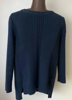 Aquascutum アクアスキュータム 七分袖 ニット ネイビーのサムネイル