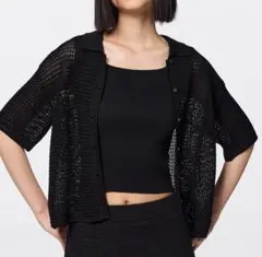 【美品】gu / 透かし編みニットシャツ XLサイズ