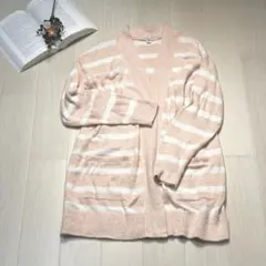 UNIQLO ジェラピケ風 ボーダーロングニット ピンク Lサイズ マタニティ