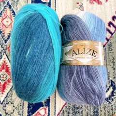 未使用品 Alize アリゼ　毛糸 ブルー系 グラデーション 2点セット