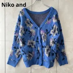 Niko and モチーフアソートジャガードカーディガンF 花柄　オーバーサイズ