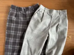 【2枚セット】ドレスキップ 起毛チェック柄パンツ M