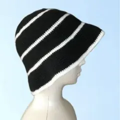 ボーダーニットバケットハット