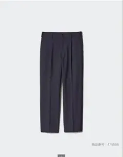 【美品】〈UNIQLO〉タックワイドパンツ　ネイビー