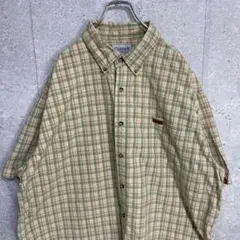 カーハート　グリーンチェック　半袖BDシャツ　ビックサイズ　古着　2XL