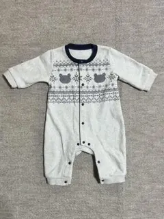 裏起毛ロンパース 雪の結晶 くま 長袖