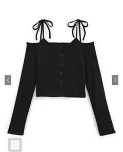 GRL ショルダーリボンオフショルテレコリブトップス[dk1263]