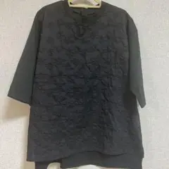 スタンプアンドダイアリー　ブラック刺繍入りTシャツ 五分袖