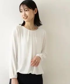 [洗える]NATURAL BEAUTY BASIC　ジョーゼット天竺ブラウス長袖