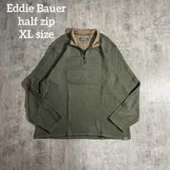 Eddie Bauer ハーフジップ スウェット ニット グリーン XL相当