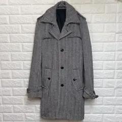 イネドオム　ヘリンボーン柄　ウール混　ロングコート　オフィス　セレモニー　上品