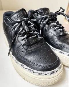 希少デザイン！Nike Air Force 1 ブラック レザー　厚底22.5