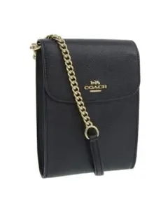 ＊新品未使用＊COACH ブラックレザー スマホショルダーバッグ