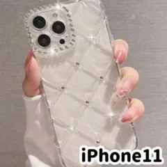 【新品】iPhone11ケース　キルティングクリア　韓国人気
