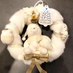 プーさんホワイトファーのクリスマスリース
