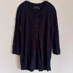カットソー ヘンリーネック スリット 無地 ビッグサイズ XL 紺 テンセルのサムネイル