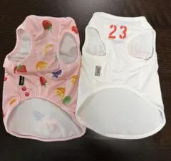 犬服☆涼しげ夏服☆2枚セット☆Lサイズ☆ピンクとホワイトのサムネイル