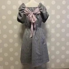 アクシーズファム グレータータンチェック背中リボンワンピース