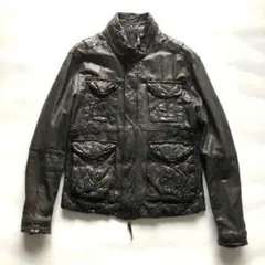 ★Y2K★デザインワークス レザージャケット ブルゾン ミリタリー M 46シワのサムネイル
