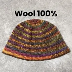 手編み バケットハット 深みカラー クロシェハット 秋冬コーデ