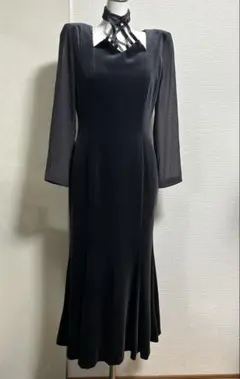 九　パーティドレス　⑯ ワンピース　ベルベット　長袖　肩パッド　ロング