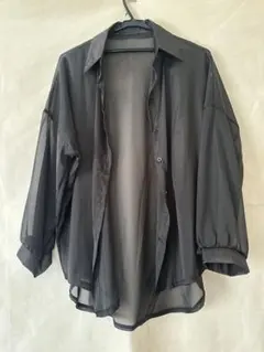 シースルーブラックシャツ バルーン袖