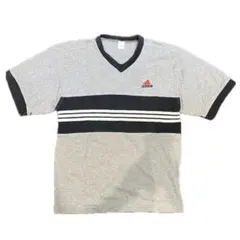 adidas Vネック Tシャツ M グレー/ブラック