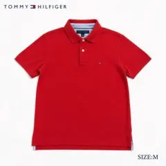 TOMMY HILFIGER ワンポイントロゴ 半袖ポロシャツ レッド M