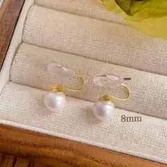 パール ノンホール イヤリング ゴールド 8mm 上品 結婚式 入学式 卒業式