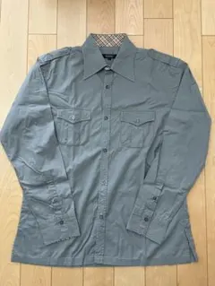 BURBERRY BLACK LABELグレーミリタリーシャツ サイズ3