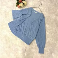 良品✨サマンサモスモスブルー（F）接触冷感 Vネックカーディガン 羽織り 青系