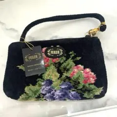 FEILER フェイラー 両面柄違い　 花柄ハンドポーチ　シュニール織　未使用