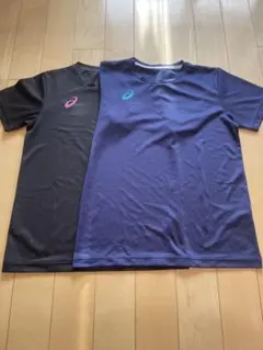 ASICS Tシャツ 黒・紺 2枚セット