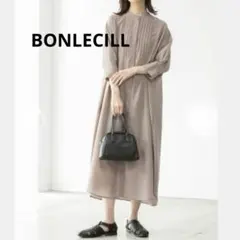 【美品】BONLECILL ピンタック ボザム 五分袖 シアーシャツワンピースのサムネイル