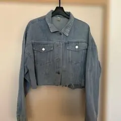 Ba Lei Nv zhaung クロップドデニムジャケットライトブルー