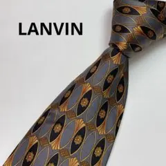 LANVIN ランバン　ネクタイ　シルク　グレー系　総柄　フランス製