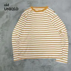 00s OLD UNIQLO 旧タグ カットソー ロンT ボーダー オレンジ M