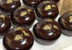 天然木　漆器　吸物椀　金蒔絵　骨董　時代物　アンティーク　10客① 149