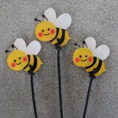 ガーデンピック　園芸ピック　ハチ　はち　プラバン　プラ板　ハンドメイド　ワイヤー