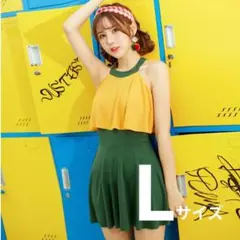 胸元のフリルが可愛い、オシャレなワンピース水着 Lサイズ