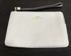COACH ホワイト レザーポーチ ストラップ付き