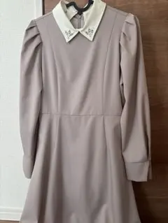 薄紫ピンク長袖ひざ丈ワンピース ミッシュマッシュ