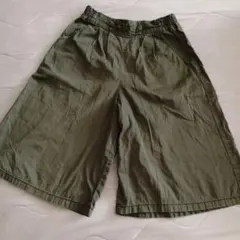 キッズ　オリーブグリーン ワイドパンツ ゴムウエスト　130cm