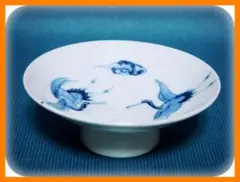 皿□角福 魚紋染付 唐草 蝶 花弁型 古伊万里 古美術 時代物 骨董品