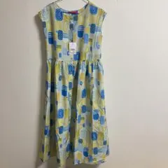 新品　グラニフ　イエロー　ロングワンピース 柄