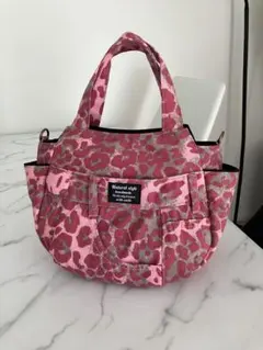 1055 ピンク色ヒョウ柄デニムリメイクバック　ハンドメイド