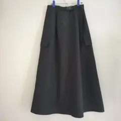 ブラック フレアスカート ベルト付き